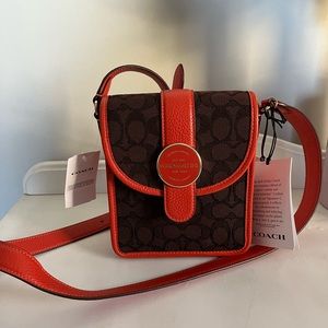 Coach North/South Lonnie Crossbody In Signature Jacquard